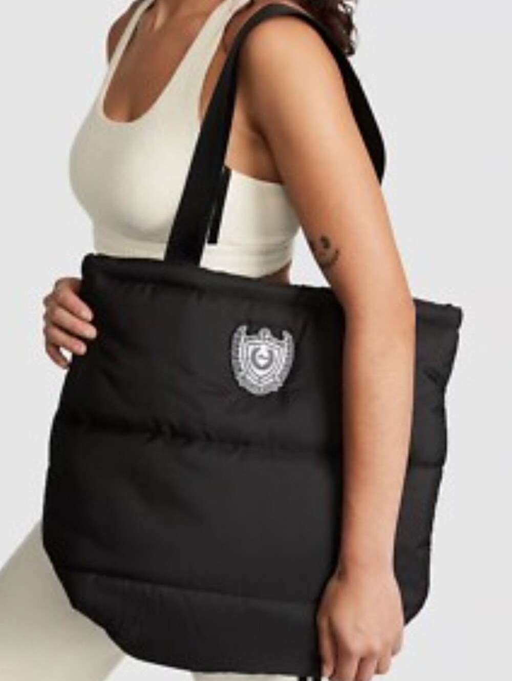 Victoria's Secret Black Quilted Puffer Tote